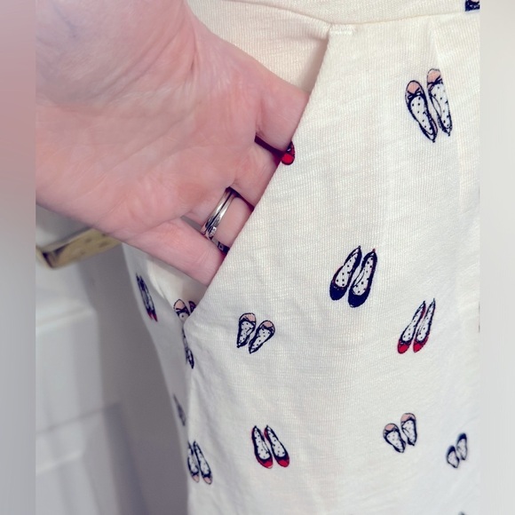 Boden Sweet Ballet Slipper Novelty Print A-Line Dress Size 8 Cream Red Pink - Picture 6 of 8